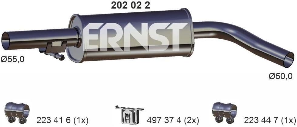 Mittelschalldàƒ ¤mpfer Auspuff Mitteltopf original ERNST (202022) Làƒ ¤nge: 830mm