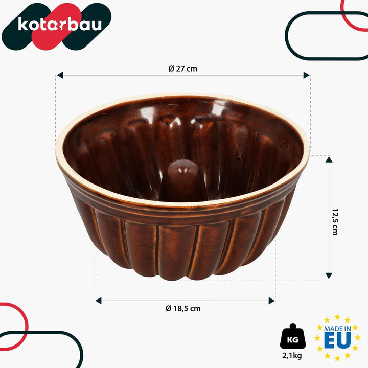 KOTARBAU® Keramik Gugelhupfform Ø 27 mm Backform für Gugelhupf aus Steinzeug Runde Backform Kuchenfo