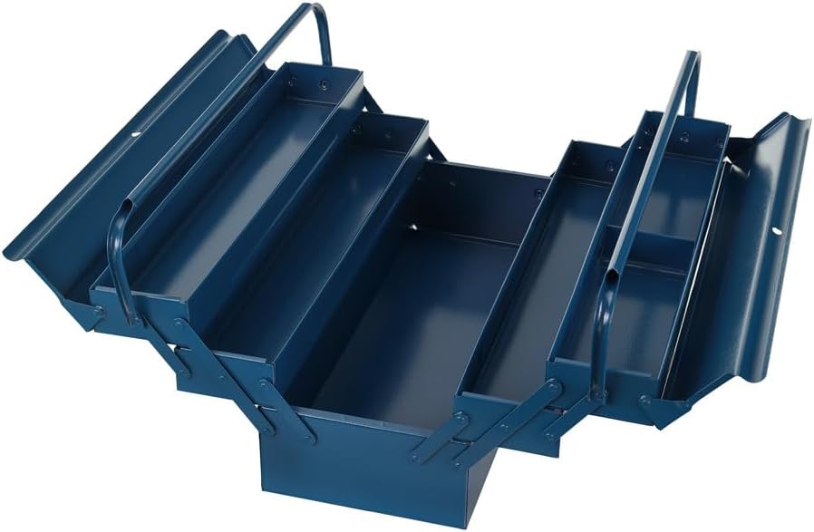 Dönges Metall Werkzeugkasten leer mit 5 Fächern | HxBxT 53 x 20 x 20cm, mit 21 L Volumen | Robust &