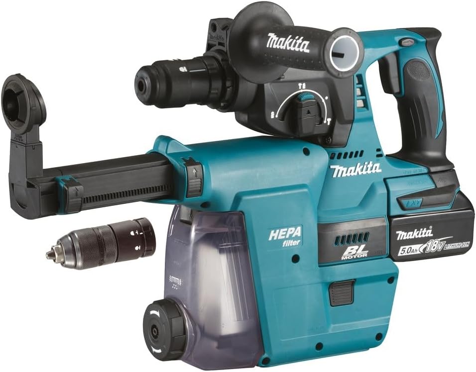 Makita Akku-Kombihammer Für SDS-PLUS 18 V / 5,0 Ah, 2 Akkus + Ladegerät Im MAKPAC Ladegerät im MAKPA