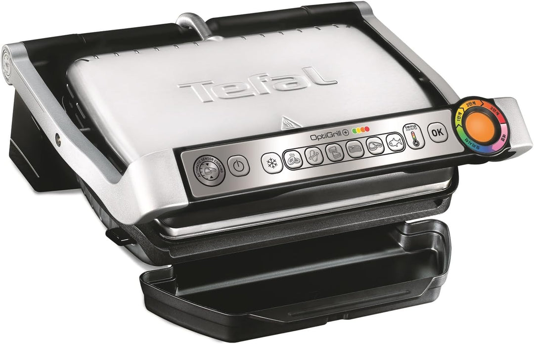 Tefal GC714D OptiGrill+ Kontaktgrill mit Backschale | 2000 Watt | 6 voreingestellte Programme | Auft