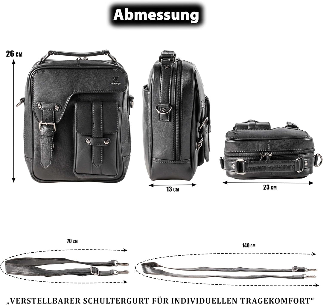 MATADOR Schultertasche Echt Leder Herren Hochwertige Arbeittasche Umhängetasche Ledertasche Tabletta