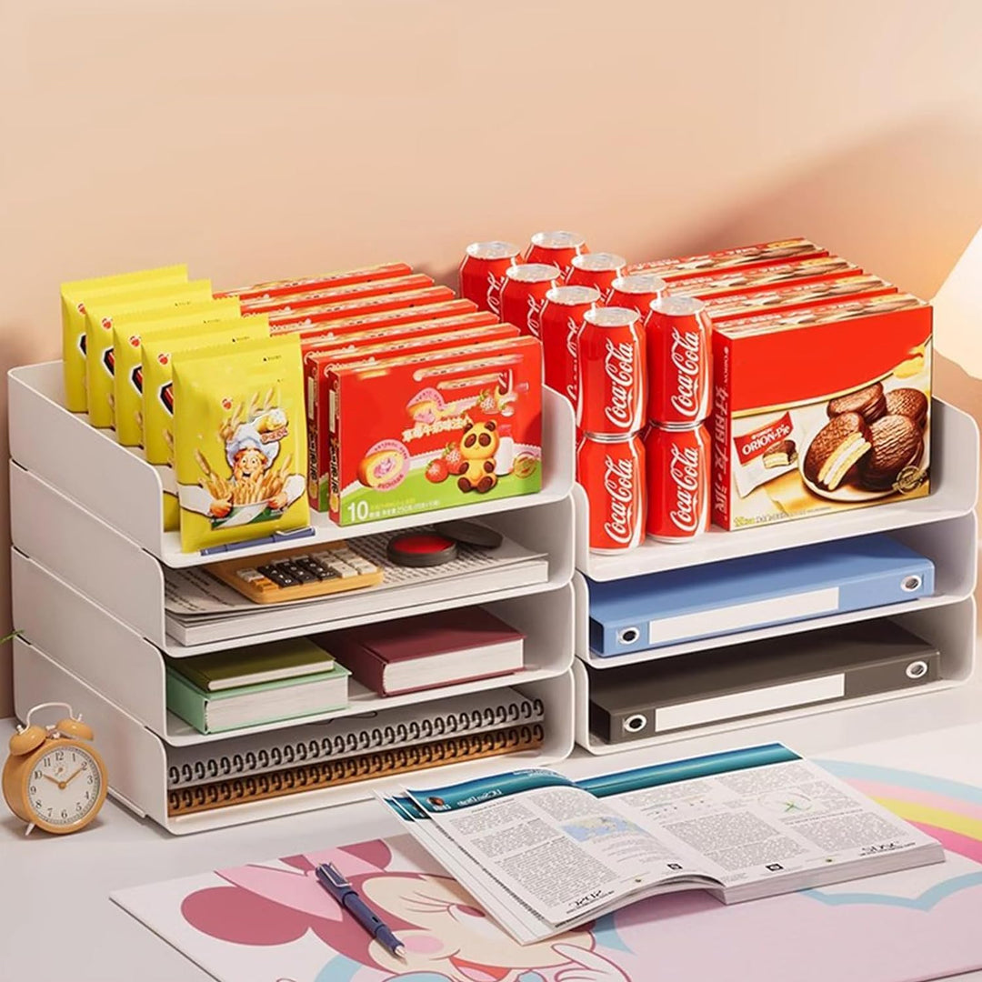 DBREAKS 4 Stöckige Ablagekorb, stapelbare Briefablage, Dokumentenablage fĂŒr A4, Schreibtischablage a