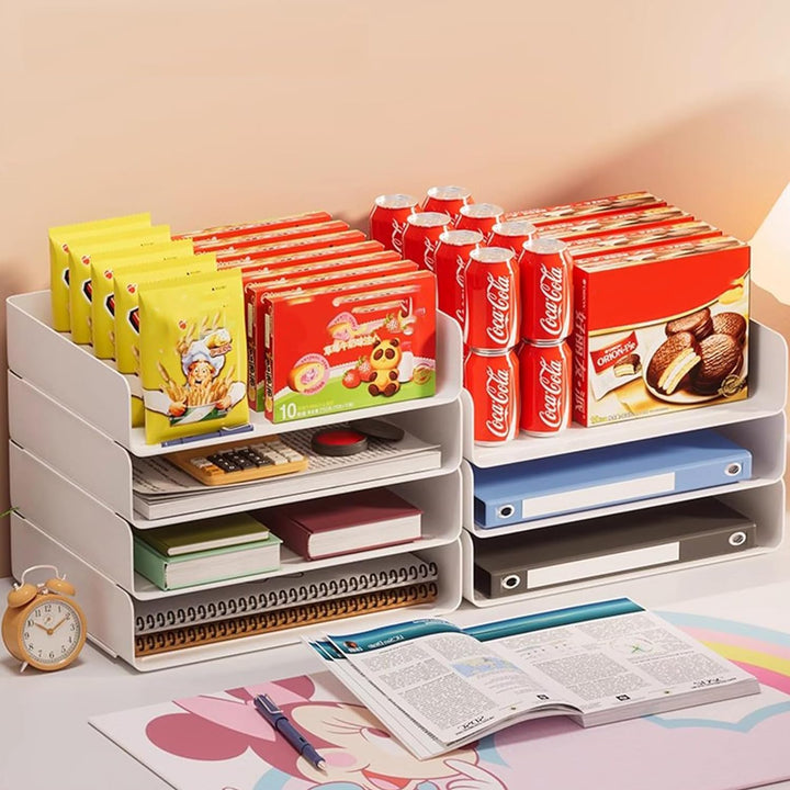 DBREAKS 4 Stöckige Ablagekorb, stapelbare Briefablage, Dokumentenablage fĂŒr A4, Schreibtischablage a