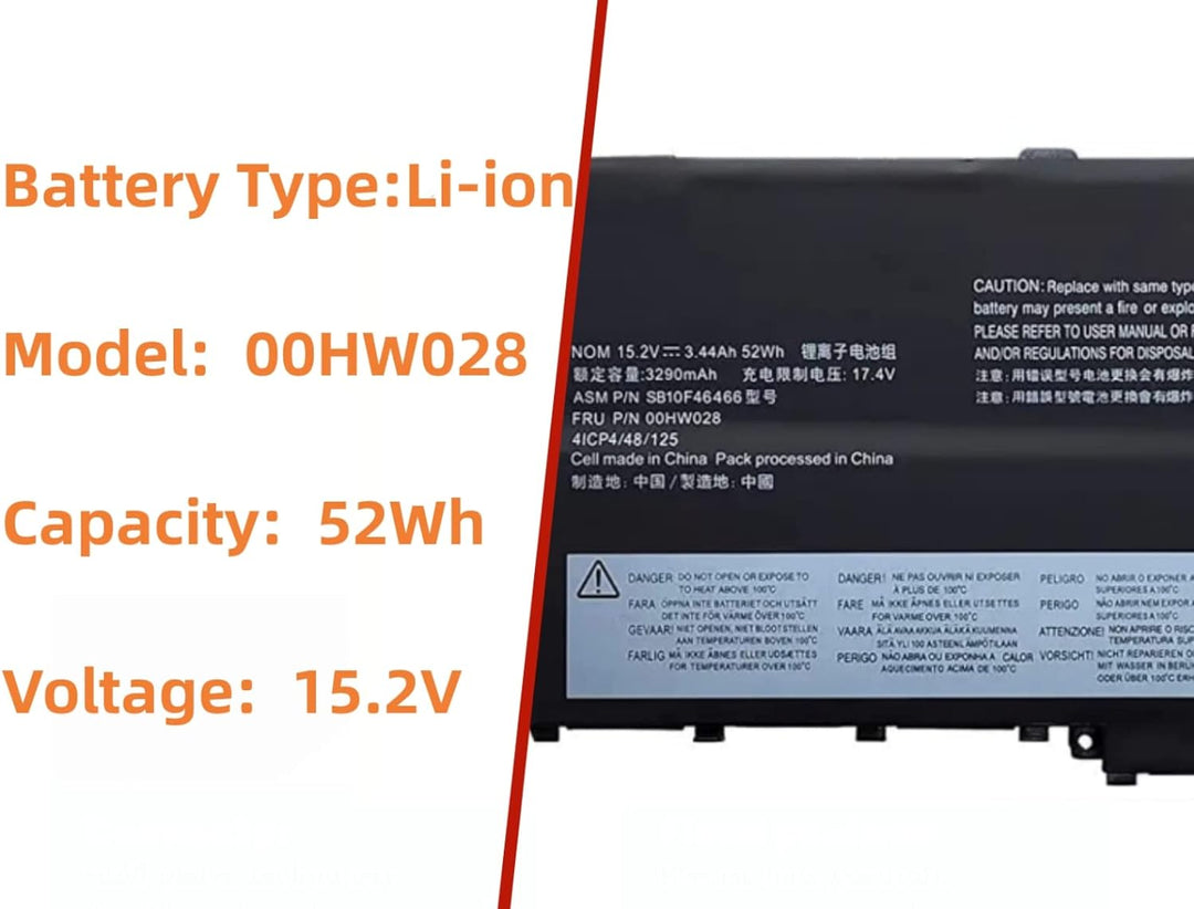 PUGASR 00HW028 Laptop Akku Kompatibel mit Lenovo Thinkpad X1 Carbon 4th / Gen 4 (2016) ThinkPad X1 Y