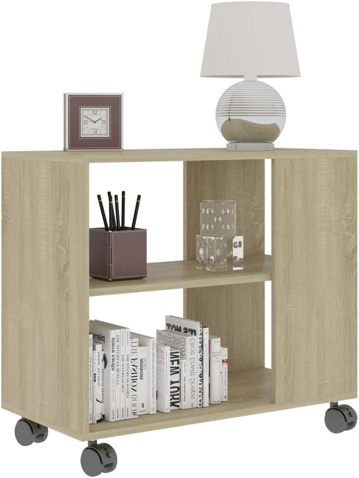 FIRBNUS Beistelltisch Sonoma-Eiche 70x35x55 cm Beistelltisch Schmal Beistelltisch Rollen Beistelltis