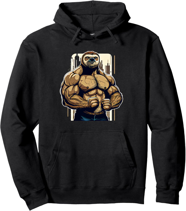 Bodybuilder Faultier Lustiges Bodybuilding Faultier Fitness Pullover Hoodie