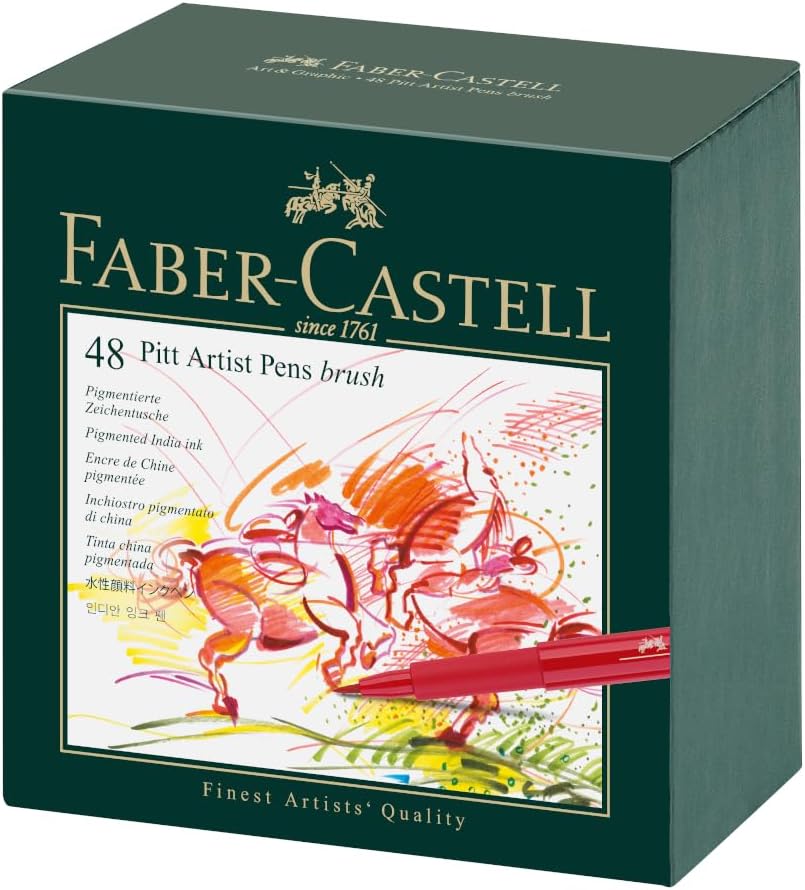 Faber-Castell 167148 - Tuschestift Pitt Artist Pen Brush, 48er Atelierbox 48 stück (1er Pack) Single