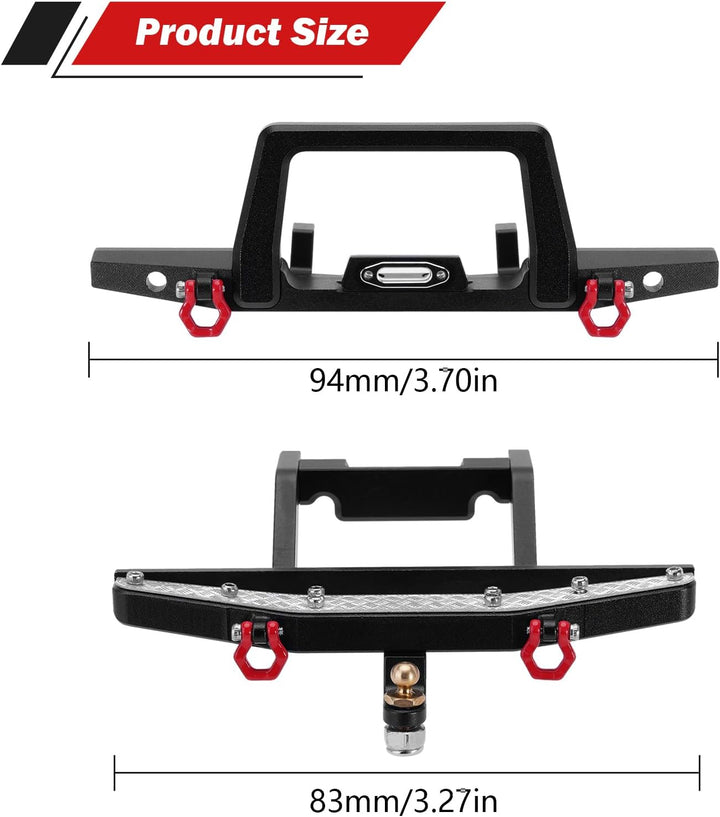 INJORA Vorne Hinten Bumper CNC Aluminium Stossstange 1/18 für TRX4M Defender Upgrade RC Crawler, Vor
