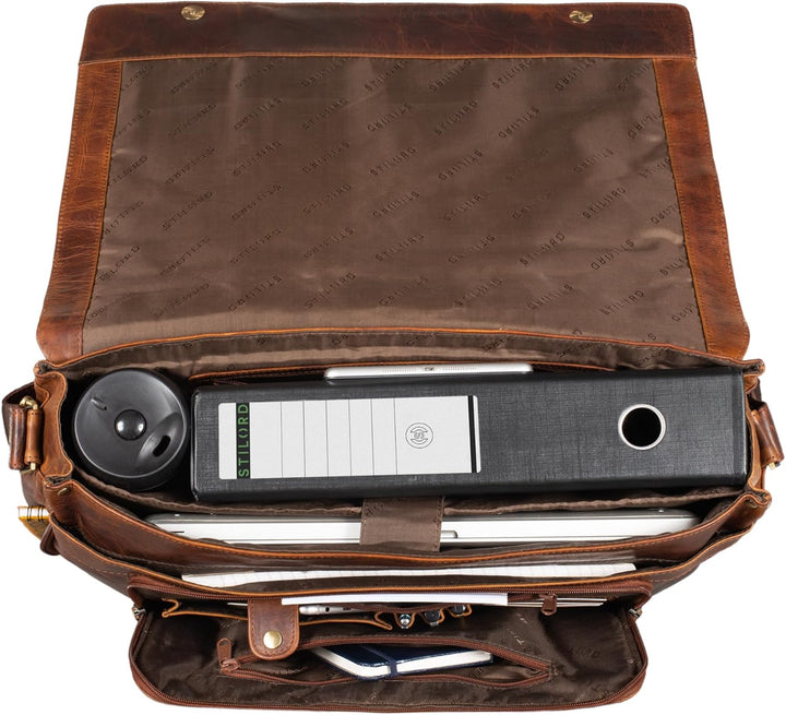STILORD 'Maximus' XXL Ledertasche riesige Umhängetasche Unitasche 17 18 19 21 Zoll Laptop Aktentasch