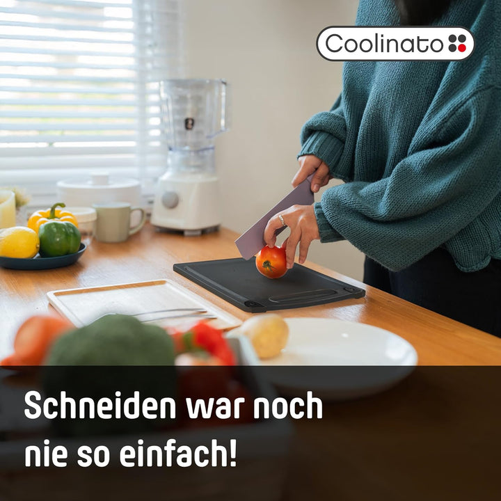 Coolinato Schneidebrett 3er Set in unterschiedlicher Grösse mit Saftrille - Antibakterielle Schneidb