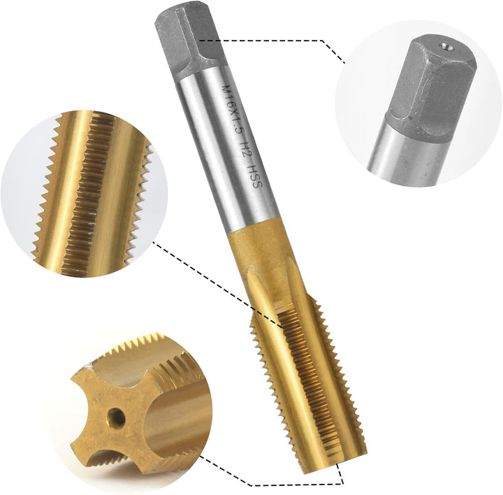 BIGP Gewindebohrer M16 X 1.5, Metrisch Gewindeschneid und Gewindeschneideisen, HSS Gewindebohrer und