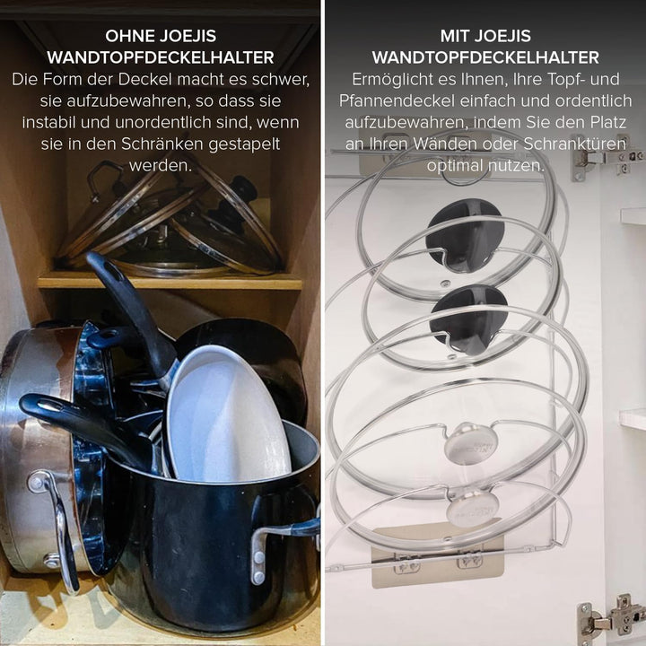 joeji's Kitchen Topfdeckelhalter - Wandmontage oder Schranktür - Deckelhalter für Pfannendeckel - 2