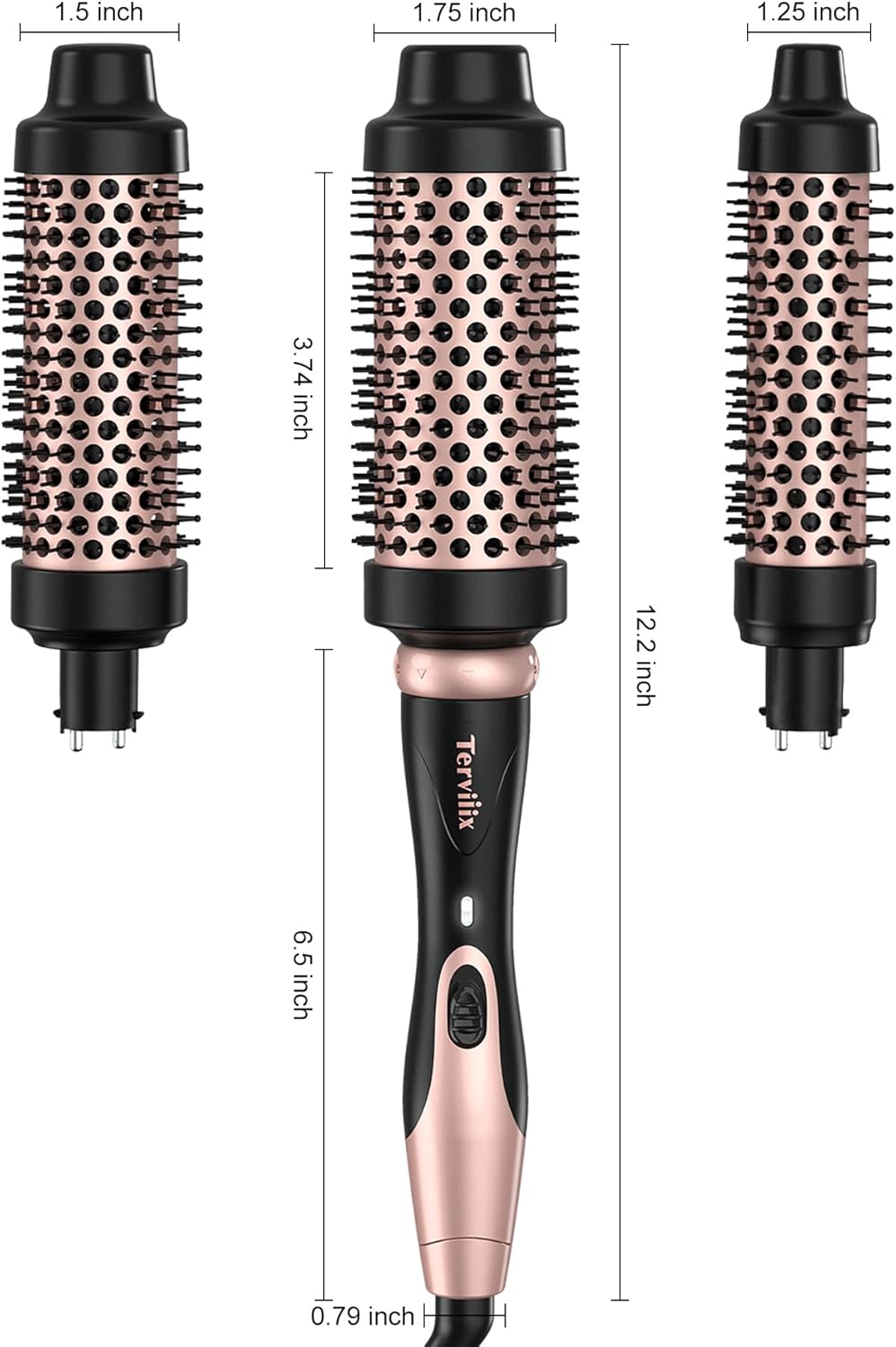 Terviiix Thermal Brush Set 3-in-1, One Temp 200℃ Heisse Bürste für mittleres bis dickes und grobes H