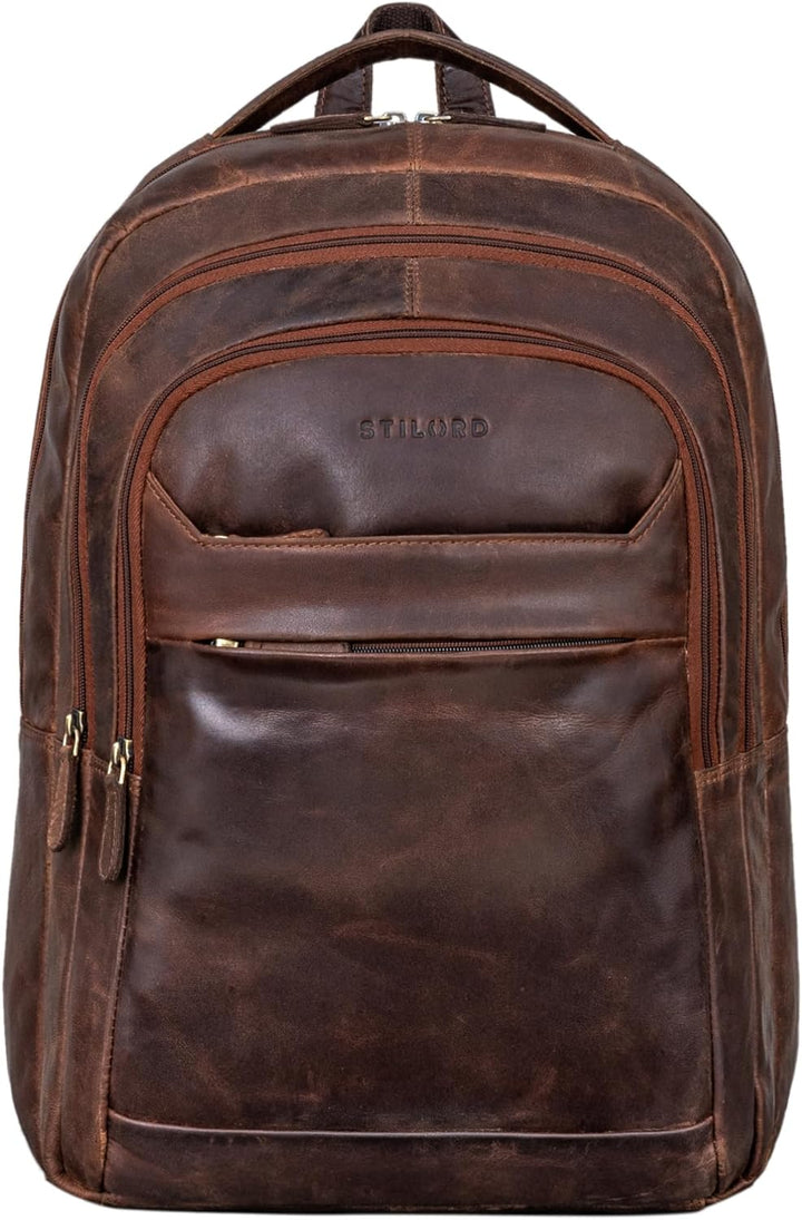 STILORD 'Keno' Leder Rucksack mit Laptopfach 15,6 Zoll Business Rucksack Herren und Damen Bürorucksa