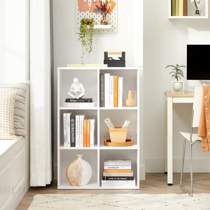 VASAGLE Bücherschrank, Bücherregal, mit 6 Fächern, Büroregal, Würfelregal, Standregal, für Wohnzimme