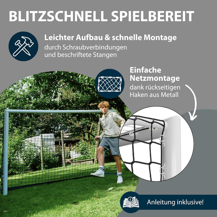 HUDORA Fussballtor Advanced 120/180/240/300 - Fussballtor für Kinder/Jugendliche & Erwachsene - Outd