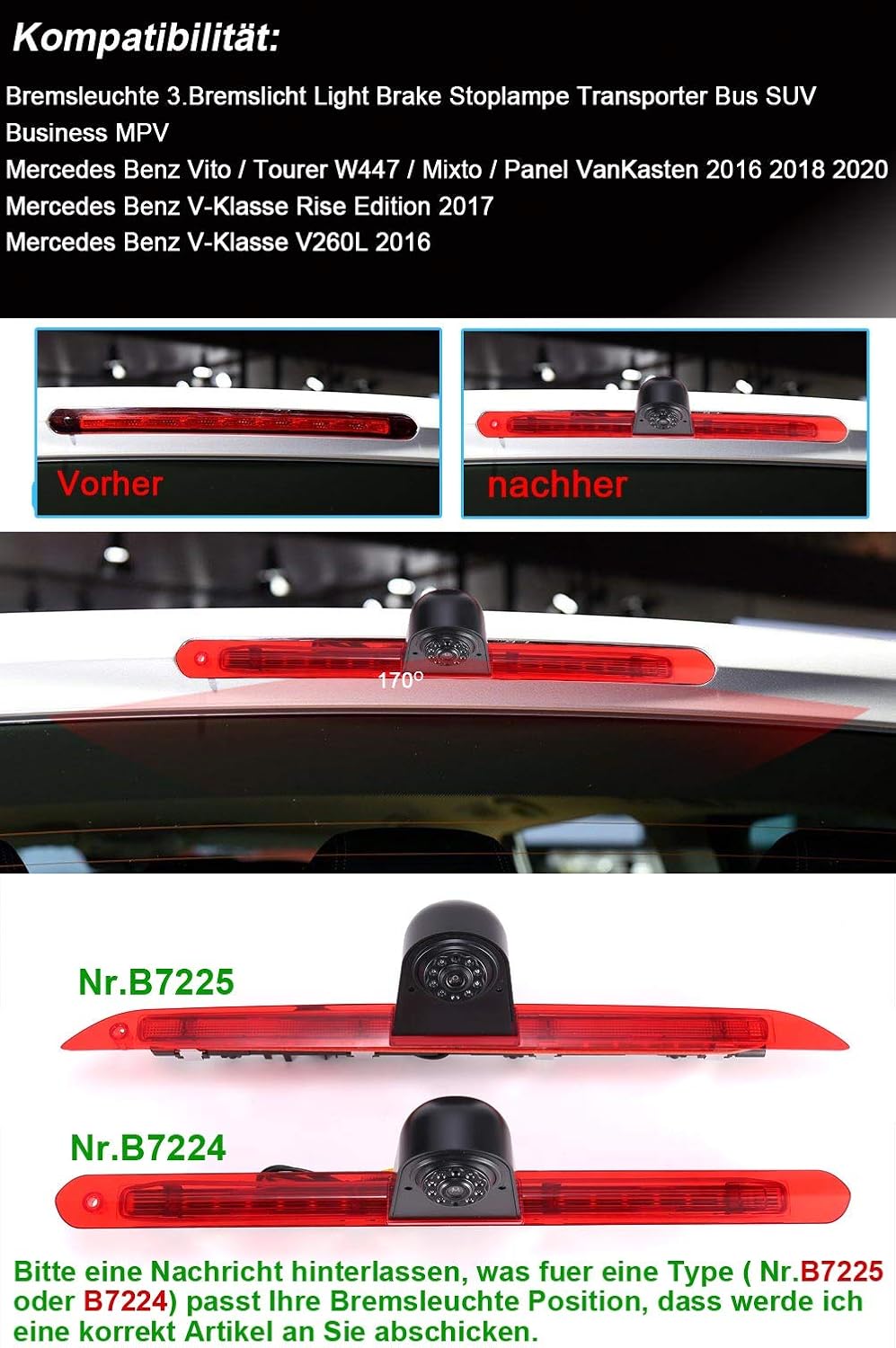 Navinio Auto Dritte Dach Top Mount Bremsleuchte Kamera Bremslicht Einparkkamera Rückfahrkamera IR Li