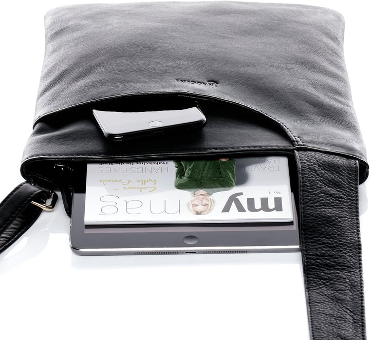 BACCINI Umhängetasche flach ELI aus Nappa-Leder I Crossbody bag klein für Damen I Schultertasche sch