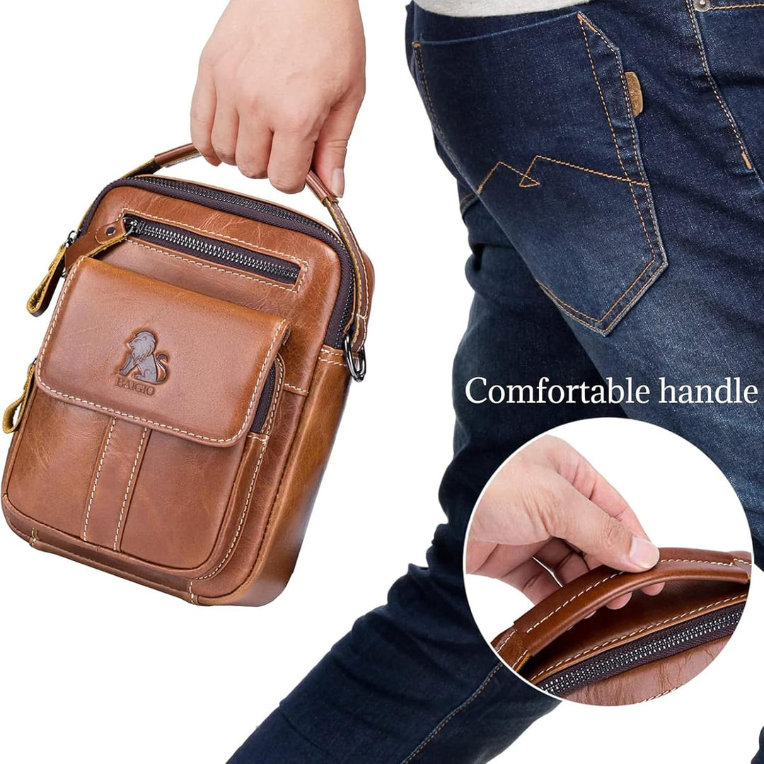 BAIGIO Umhängetaschen Herren Klein Herrentasche Leder Schultertasche Ledertasche für Männer Arbeit R