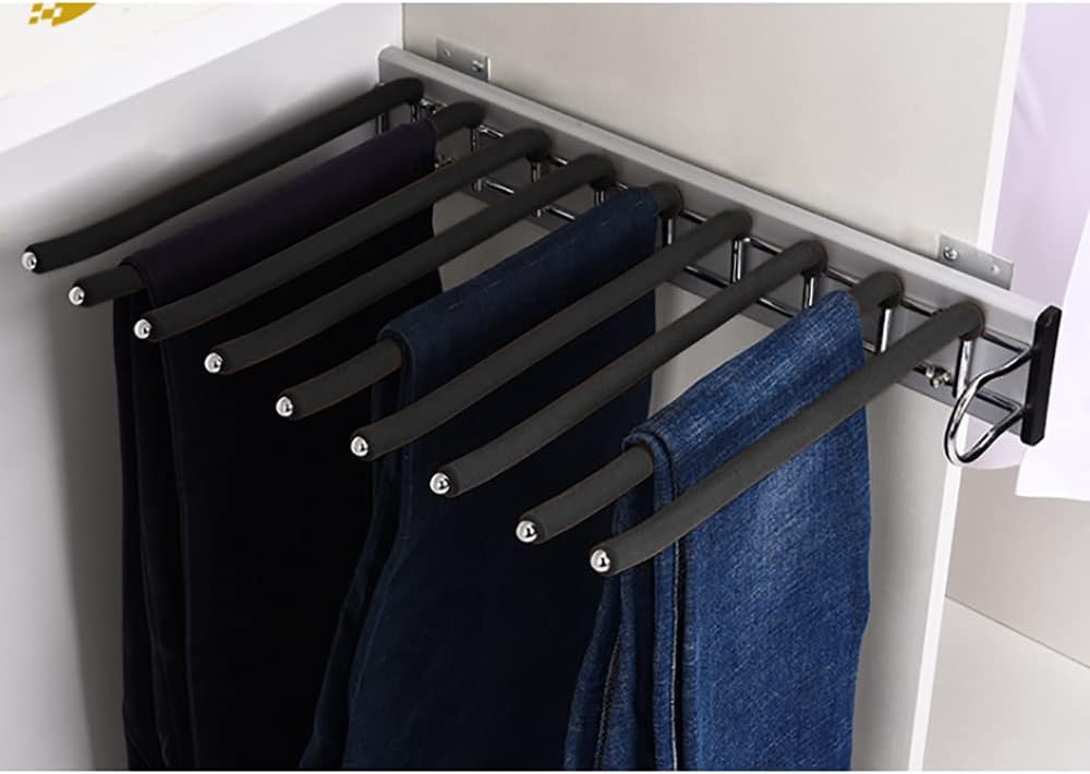 BJTDLLX Schrank Herausziehen Hosen-Rack Ausziehbar Hosenbügel Hose Kleiderbügel, 9 Schalhalter Kleid