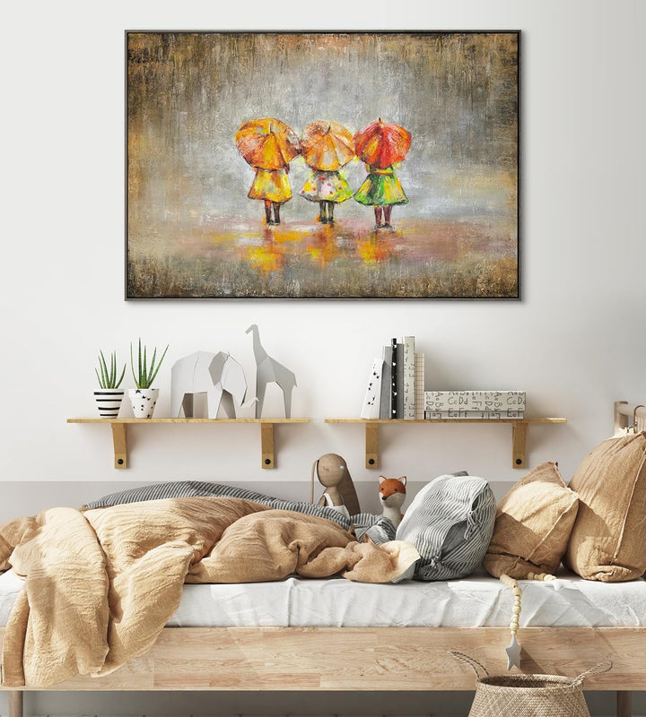 YS-Art XXL Abstrakt Acryl Gemälde auf Leinwand Sommerregen handgemalt Wandbilder Wohnzimmer modernes