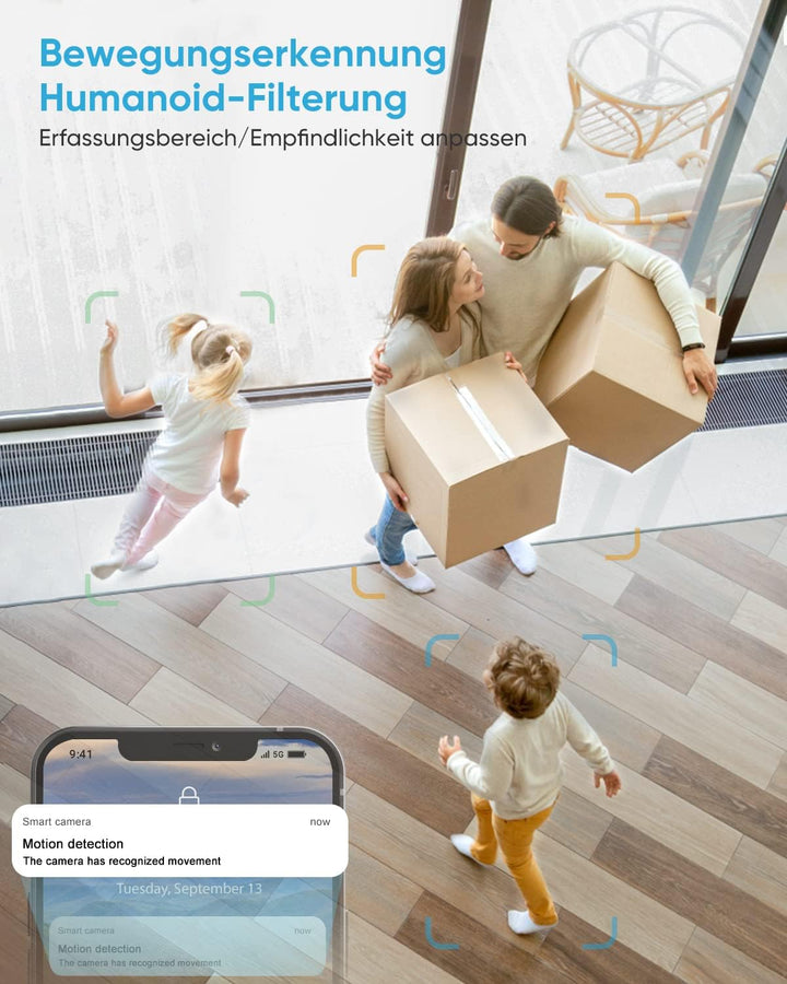 Little elf Überwachungskamera, 2K Babyphone mit Kamera, WLAN IP Kamera mit Bewegungserkennung, Nacht