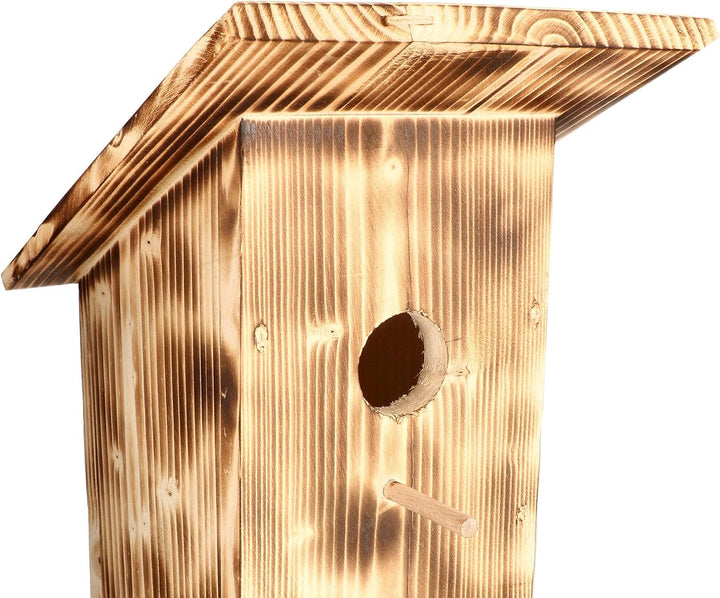 KOTARBAU® Nistkasten Vogelfutterkasten Vogelfutterhaus Vogelkasten aus Gebranntem Holz + Futter Grat