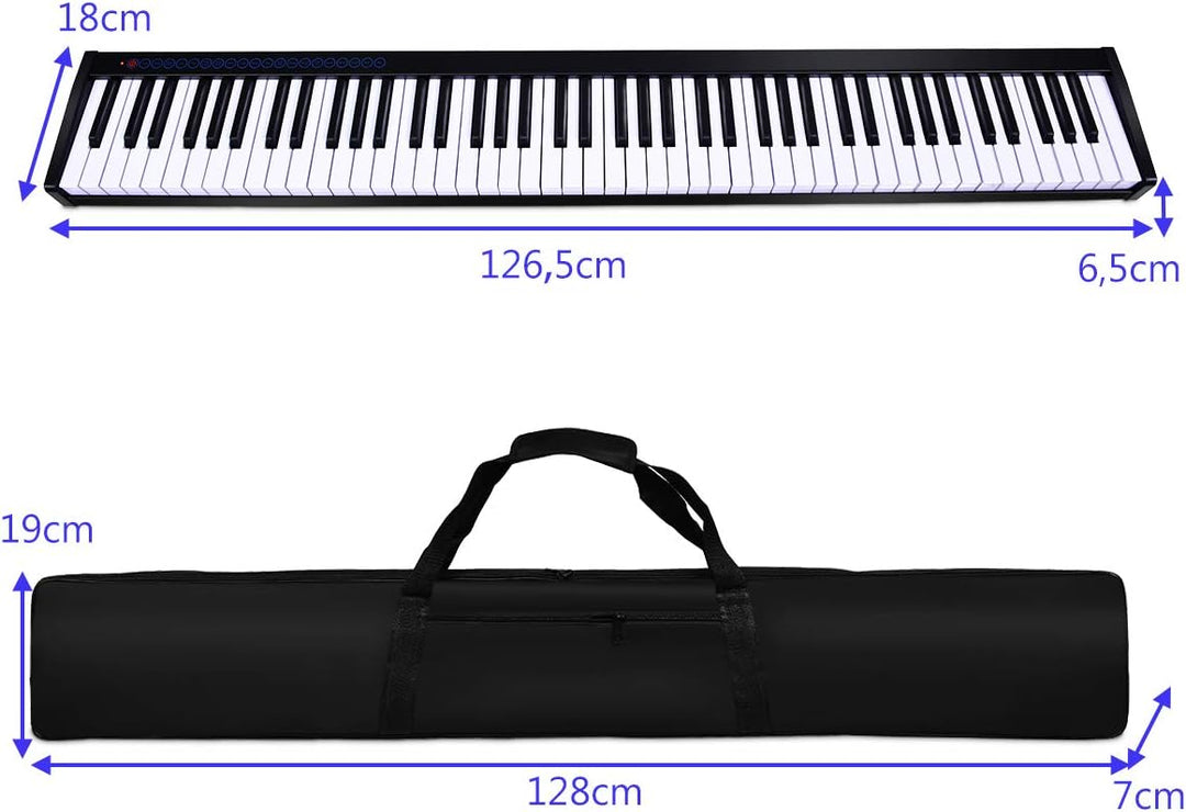 COSTWAY Digitales Piano Keyboard 88 Tasten, tragbares elektronisches Musikinstrument, Bedienfeld, Le