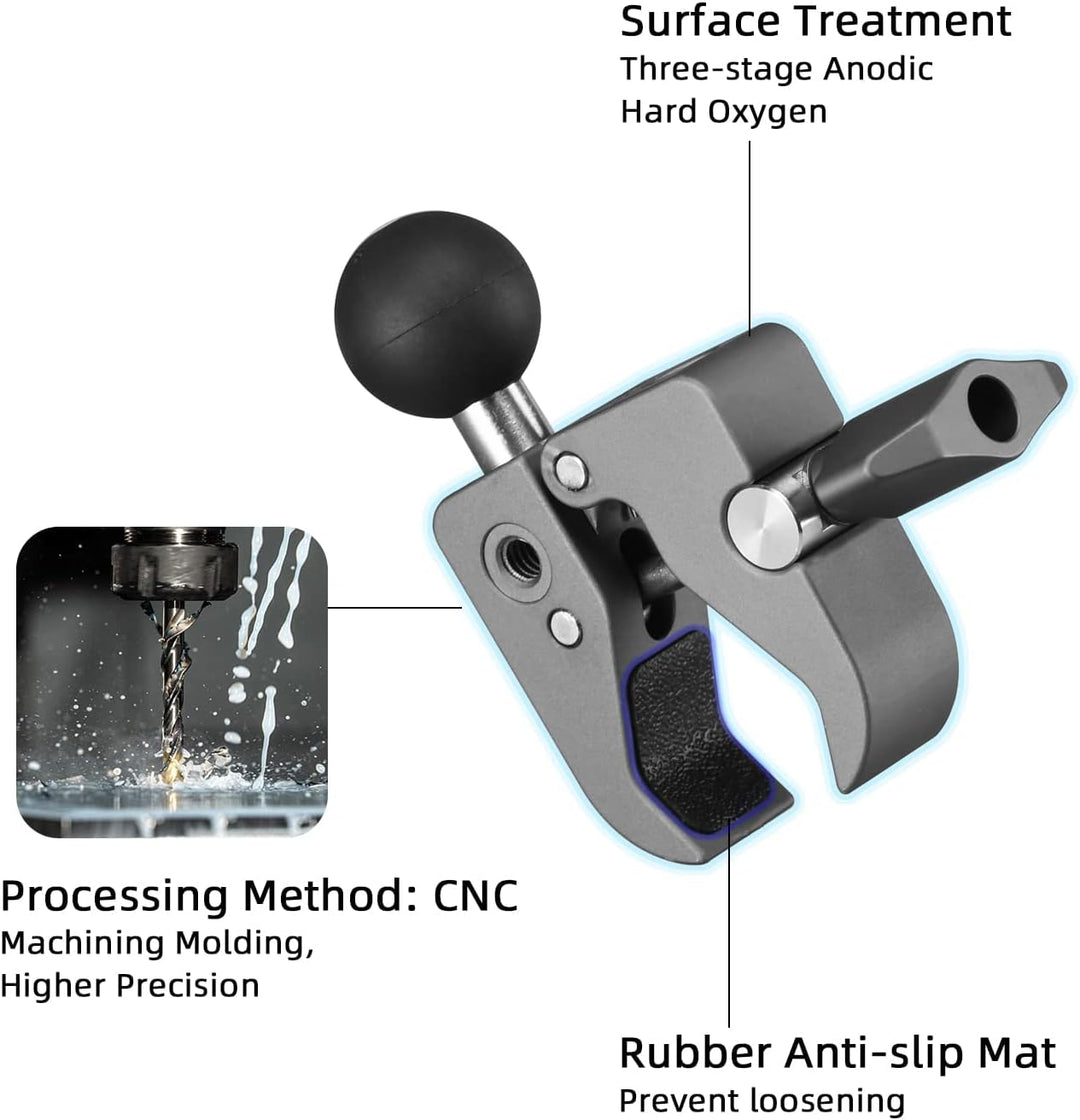 FANAUE Lenkerklemmbasis mit 1" Ball Adapter für Durchmesser 13-52mm Motorrad Fahrradlenker, Handyhal