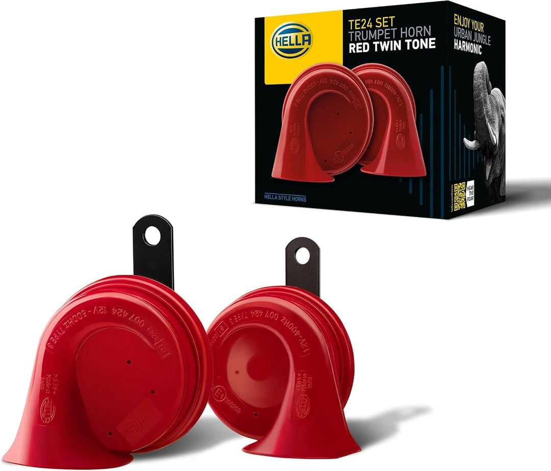 HELLA Fanfare - HELLA STYLE HORN TE24 SET - 12V - 110dB(A) - 400Hz-500Hz - Tiefton/Hochton - elektri