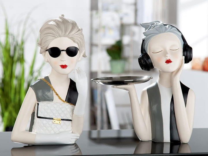 GILDE Deko Poly Skulptur Figur Lady - mit Handtasche - Dekoration Wohnzimmer - Höhe 29 cm, 37196, Gr