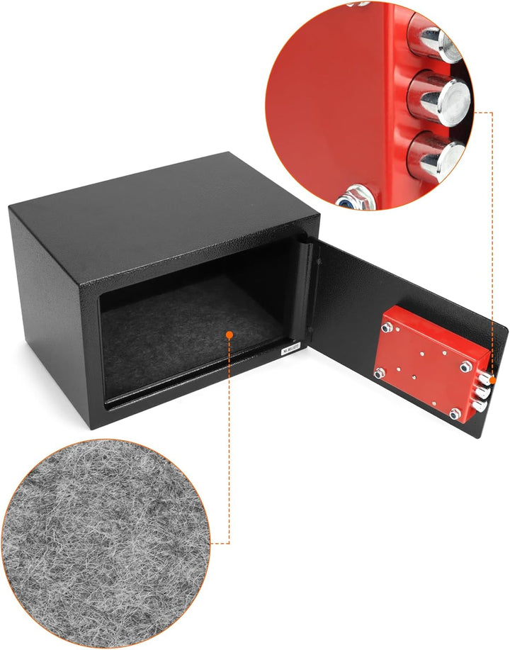 QWORK® Safe Tresor 31 x 20 x 20 cm mit Triple-Bit Schlüssel, Möbeltresor Hohe Sicherheit Stahlkonstr