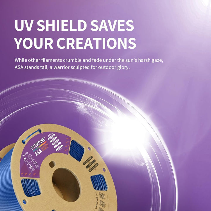 OVERTURE ASA Filament 1.75mm, Spule 1kg (2.2lbs), Massgenauigkeit +/- 0.03 mm, für 3D Drucker (Diama