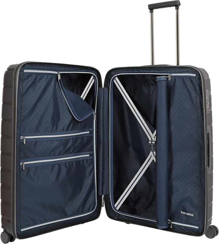 travelite 4-Rad Koffer L mit TSA Schloss, Gepäck Serie AIR BASE: Funktionaler Hartschalen Trolley im