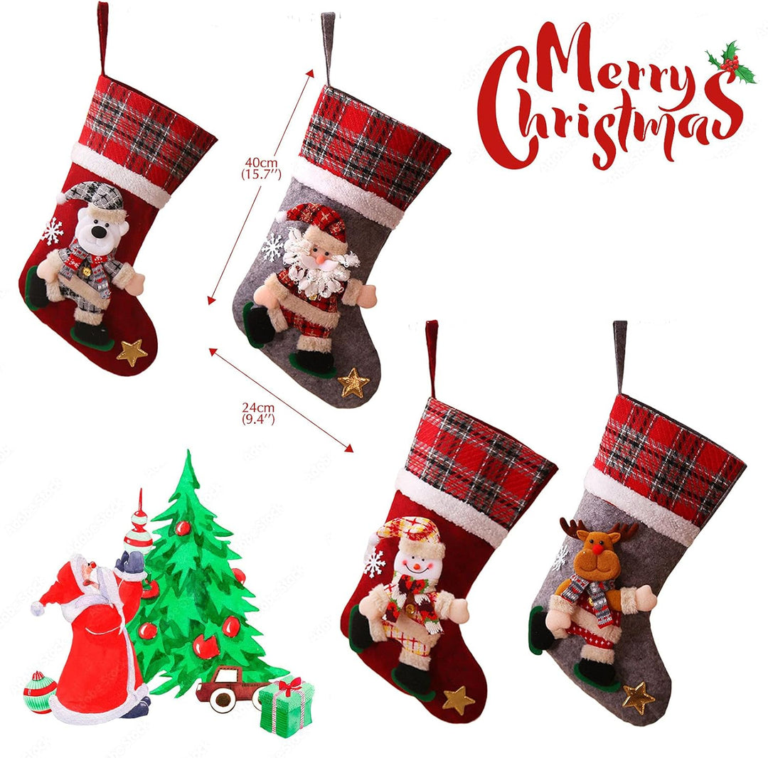 NIBESSER Nikolausstrumpf 4er Set Grosse Nikolausstiefel zum Befüllen Weihnachtsstrumpf Geschenkbeute