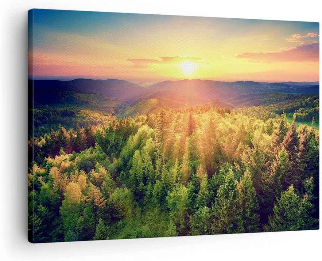 ARTTOR Bilder auf Leinwand Berge Natur Leinwandbild mit Rahmen 70x50cm Wandbilder Dekoration Wohnzim