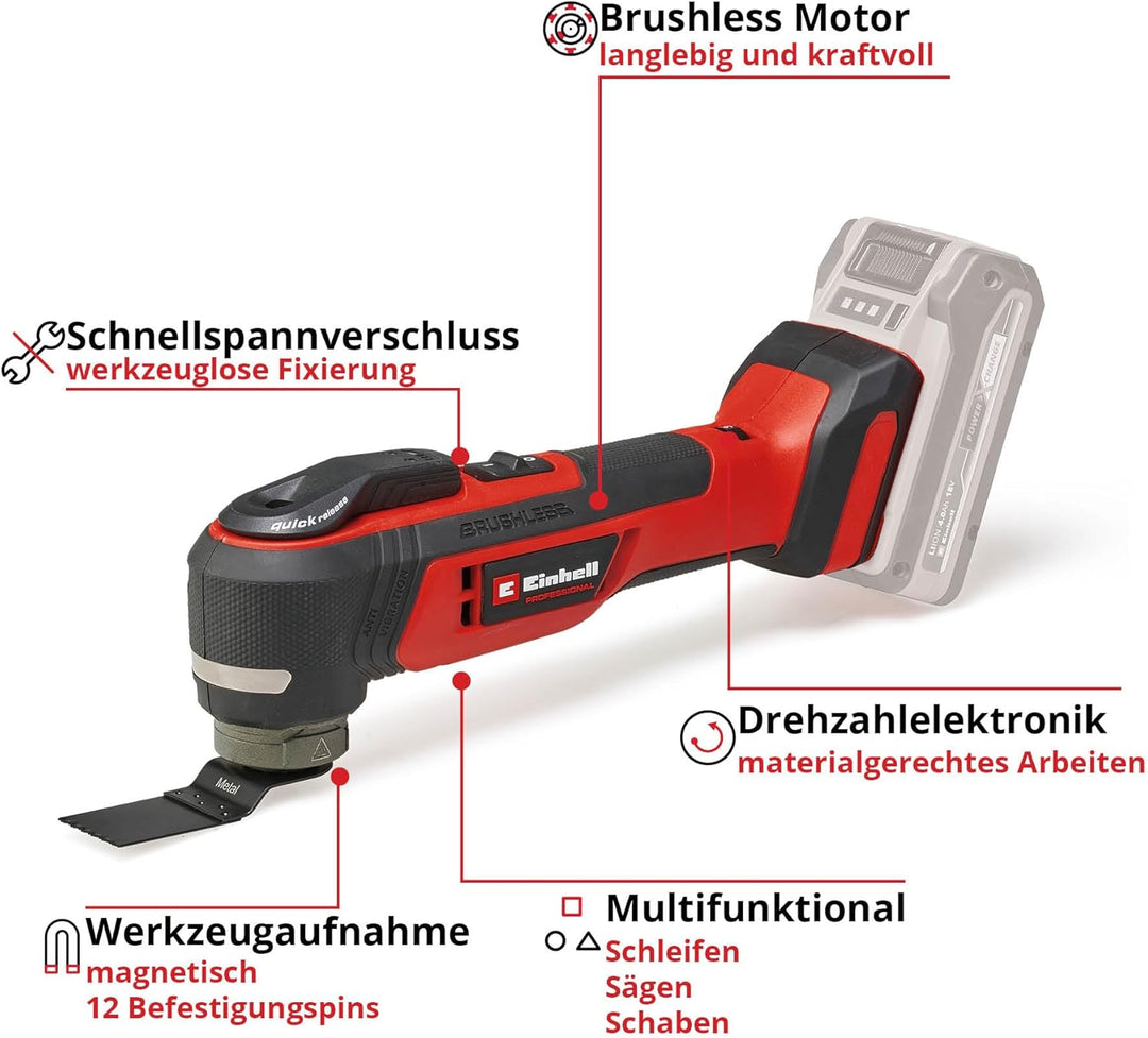 Einhell Professional Akku-Multifunktionswerkzeug TP-MG 18 Li BL-Solo Power X-Change (18 V, 3 Funktio