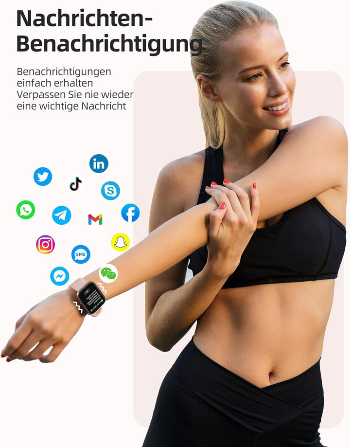 Parsonver Smartwatch Damen mit 5ATM Wasserdicht, Sportuhr zum Schwimmen, 1,8" HD Fitnessuhr Damen mi
