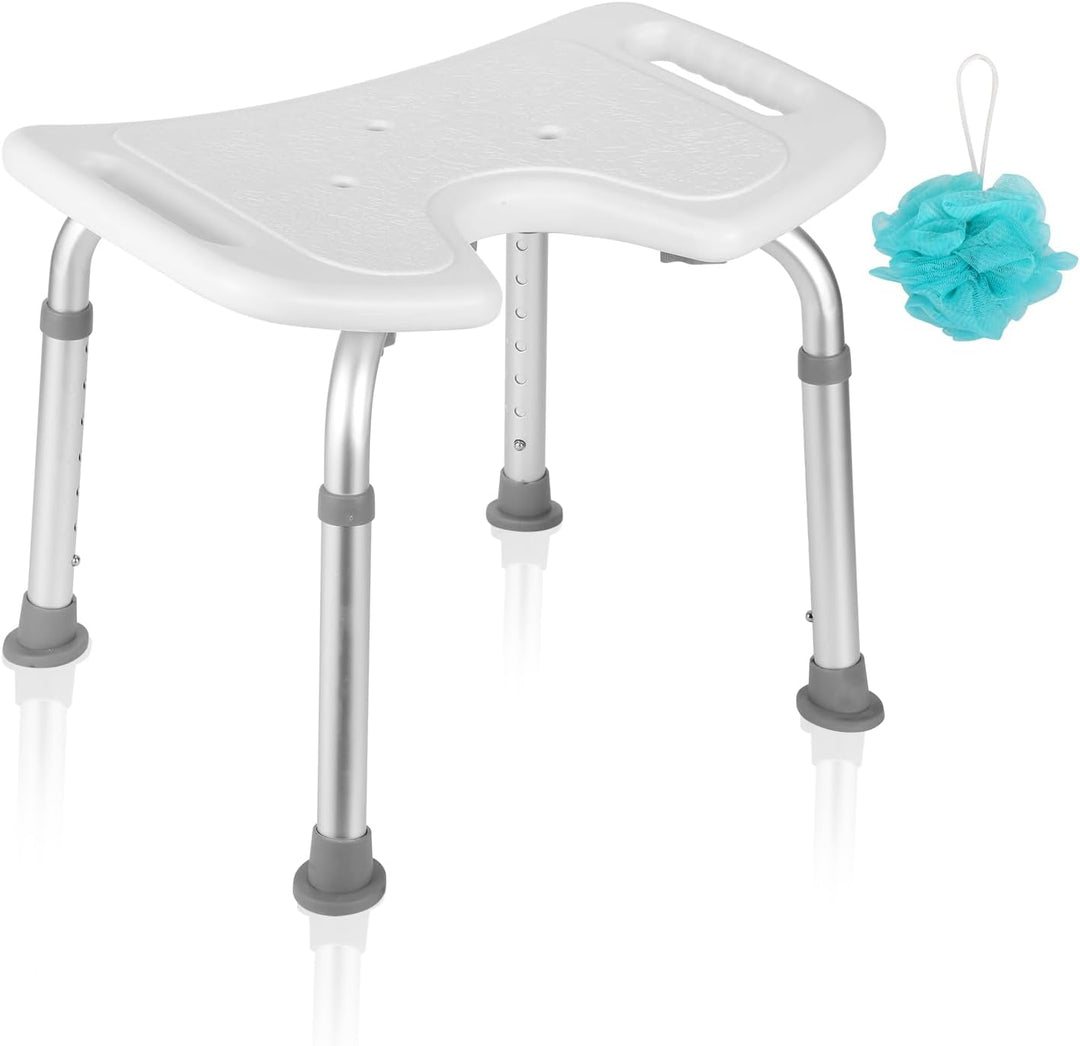 Ansobea Duschhocker für senioren Badhocker 7-Fach höhenverstellbar 41-56 cm Duschstuhl mit U-Typ Hyg