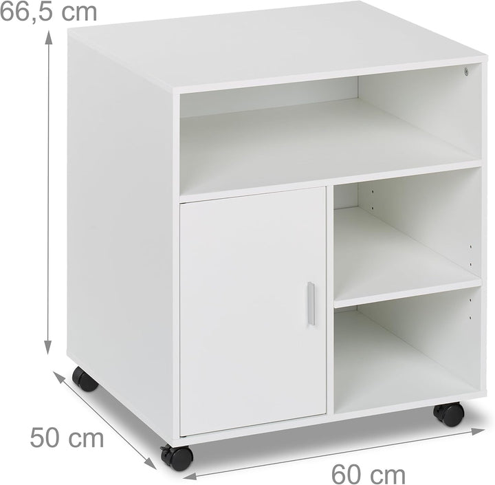 Relaxdays Rollcontainer mit 5 Fächern & Tür, Büro Beistellcontainer, mit Rollen, Büroschrank, HBT: 6
