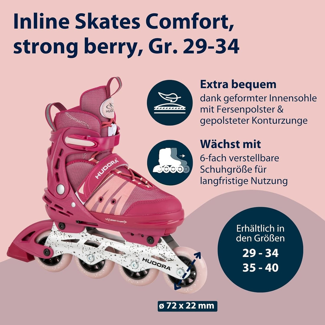 HUDORA Inlineskates Comfort, Softboot Inliner für Kinder, Jugendliche und Erwachsene - Verschiedene