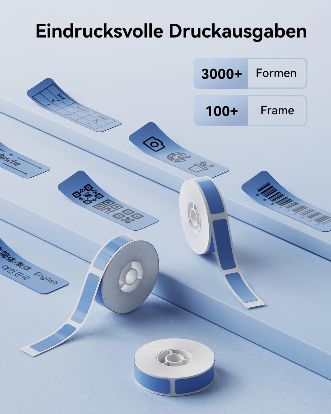 NIIMBOT Etiketten Selbstklebender Etikettenband für D110/D11/D101 Etikettendrucker, 12 x 40mm (0,47'