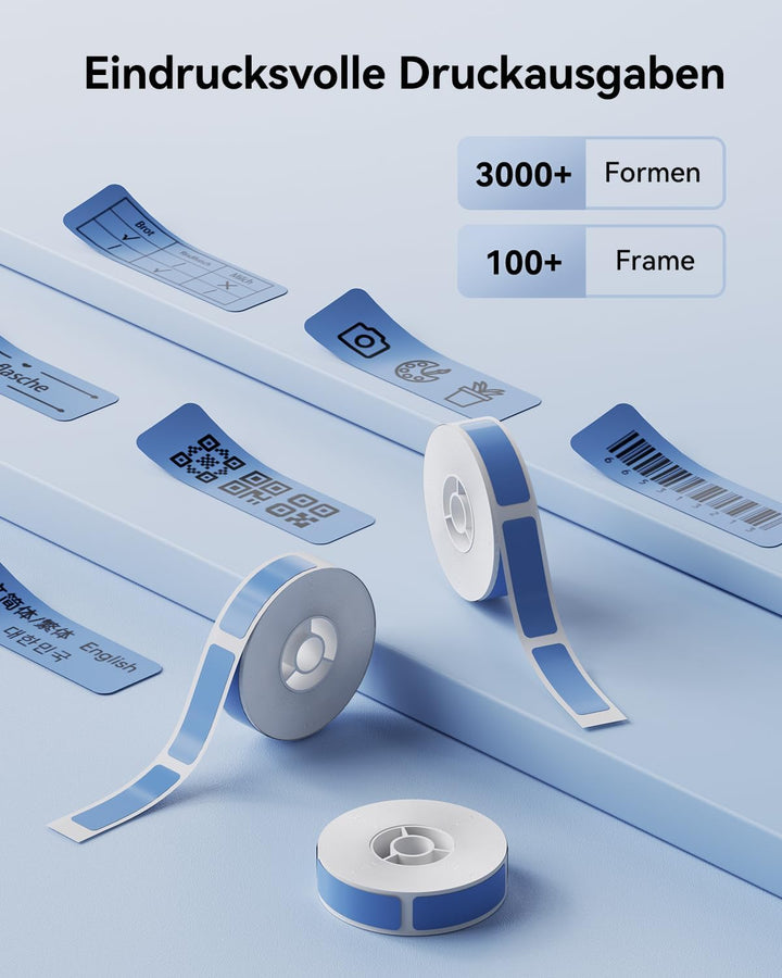 NIIMBOT Etiketten Selbstklebender Etikettenband für D110/D11/D101 Etikettendrucker, 12 x 40mm (0,47'