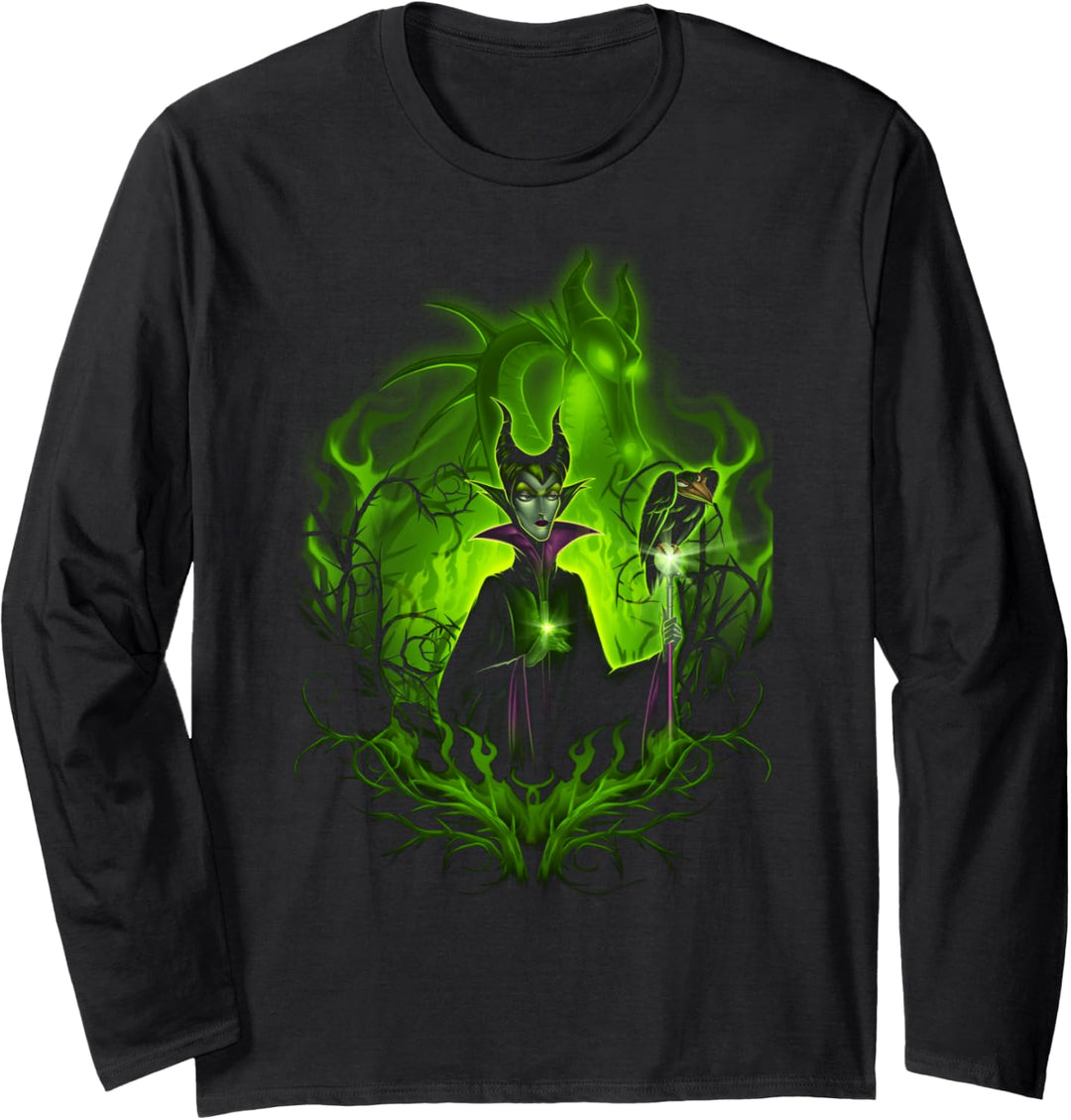 Disney Sleeping Beauty Maleficent Flame Dragon Portrait Langarmshirt