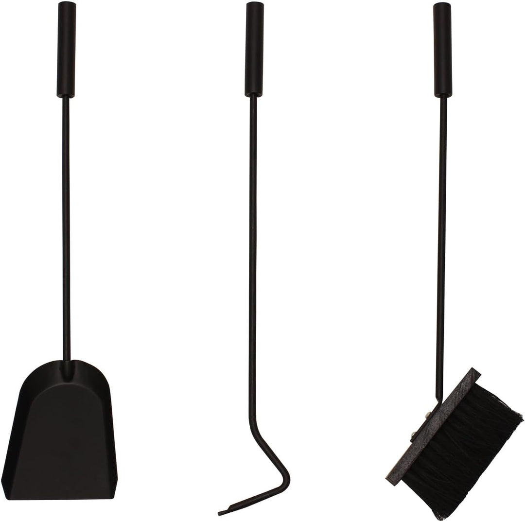 JVL Malham Kissen modernes Kaminbesteck Werkzeug Set, Stahl, schwarz, 15 x 15 x 61 cm, 3 Stück, Malh