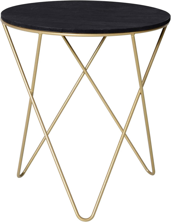 HOMCOM Kaffeetisch, Beistelltisch, Nachttisch, Couchtisch, Metall MDF der Klasse E1, Schwarz+Gold, Ø