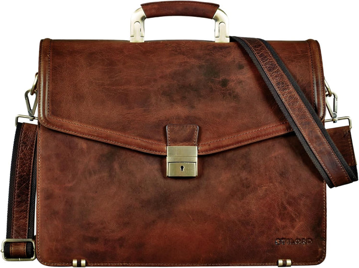 STILORD 'Lazarus' Aktentasche Leder Gross Herren Damen Businesstasche 15,6 Zoll Laptoptasche Umhänge