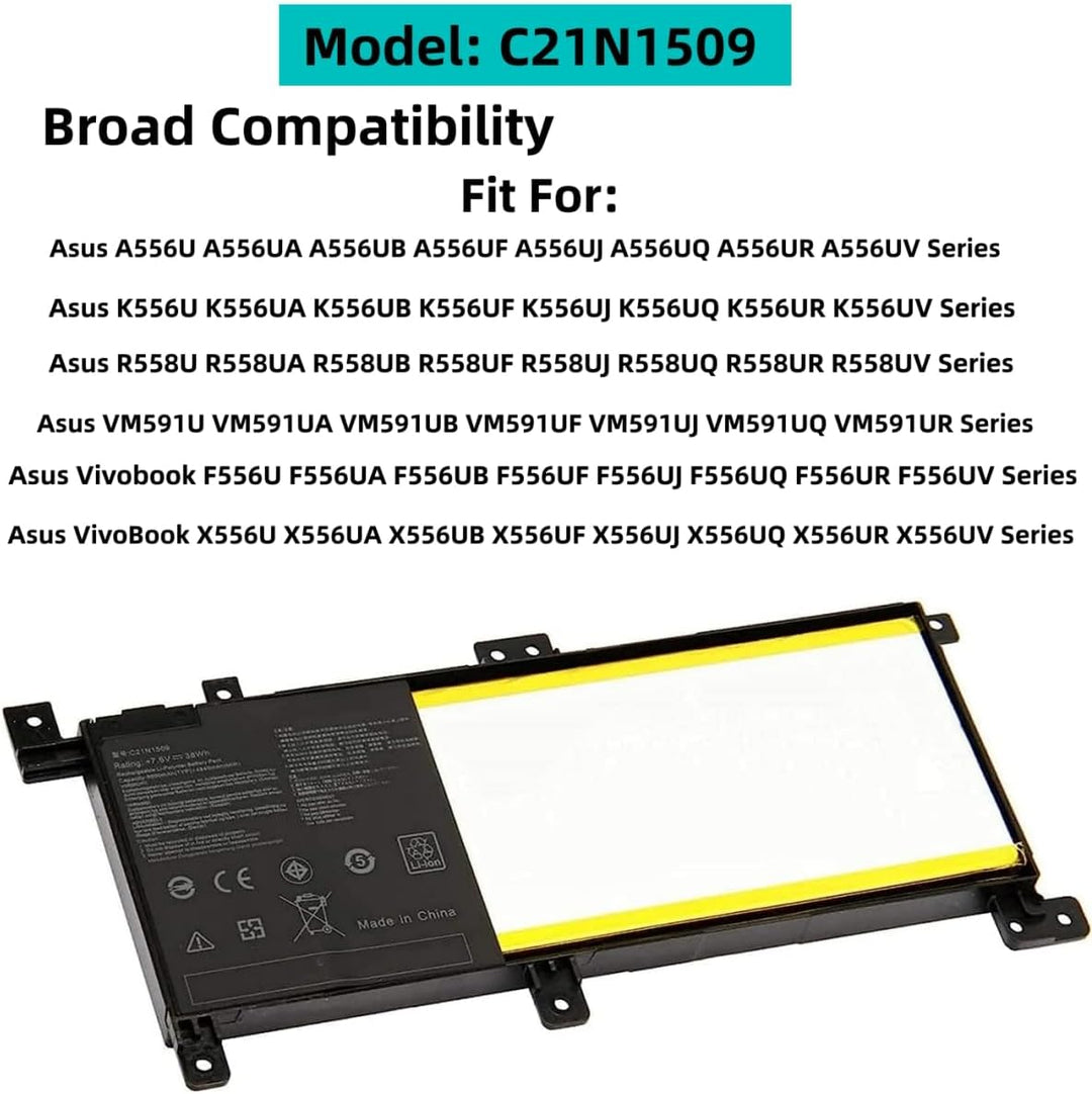 PUGASR C21N1509 Laptop Akku Kompatibel mit Asus Vivobook X556UA X556UB X556UF X556UJ X556UQ X556UR X