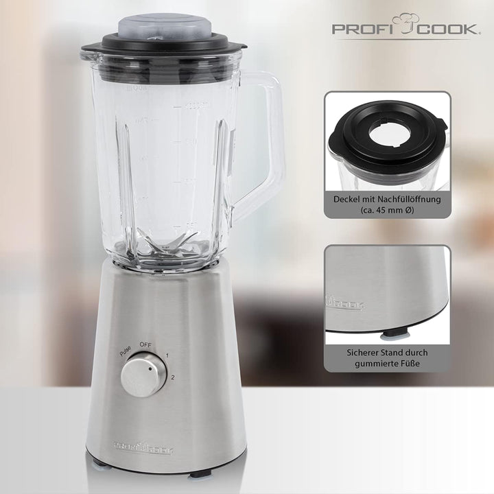 Profi Cook Standmixer PC-UM 1213 Universal-Mixer mit 4 Geschwindigkeitsstufen, massiver Glas-Behälte